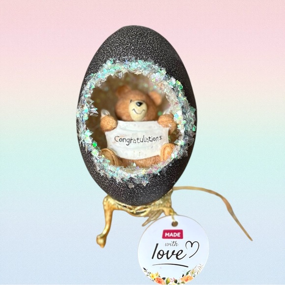𝑯𝒂𝒏𝒅𝒎𝒂𝒅𝒆 Emu Egg “Congratulations” Gift - Picture 14 of 14